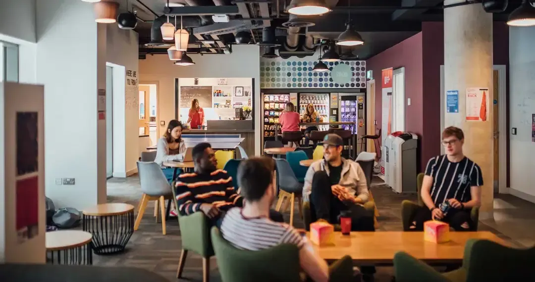 Coffee bar with free tea and coffee and plenty of social spaces in Elms accommodation