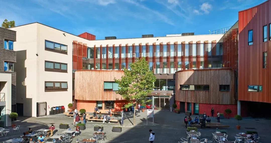 Helmore Building is a prominent space, housing key facilities and serving as a hub for student life and academic activities