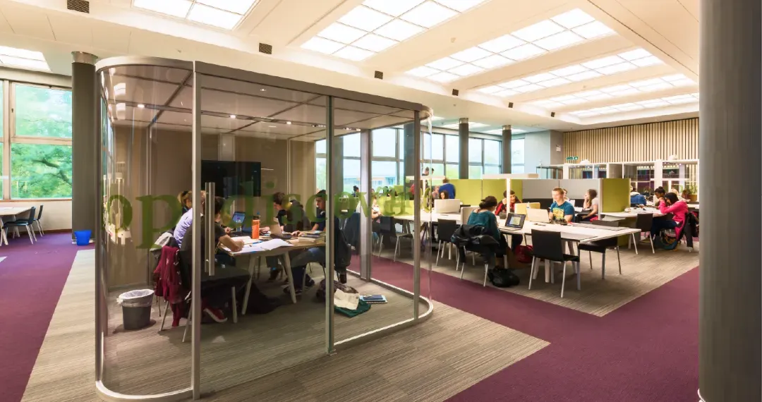 Library Study Space offers various types of study areas, including quiet zones and group study rooms