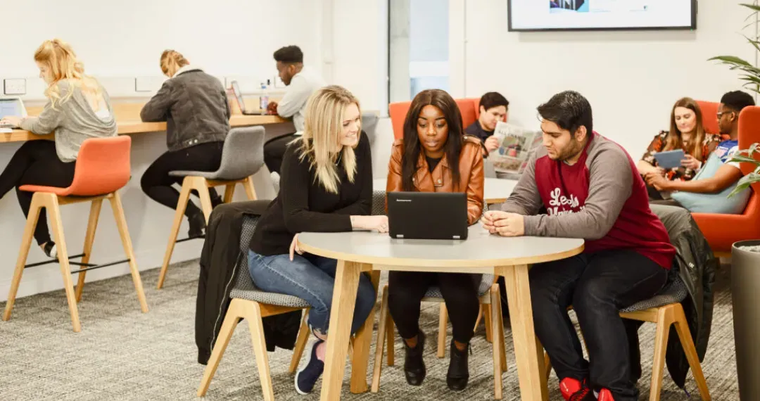 Social and study spaces throughout the building provide a place for you to relax, meet with friends