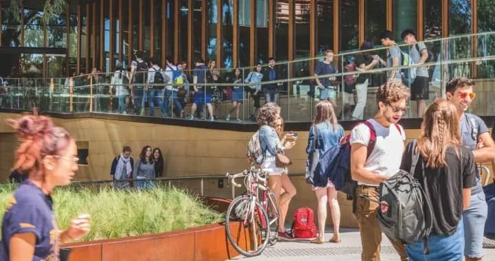 Students outside of the Abercrombie building