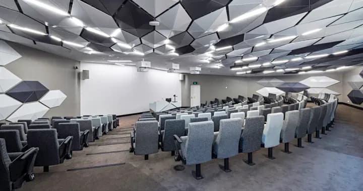 Lecture theatre inside LIMS, modern interior to help student focus in the class