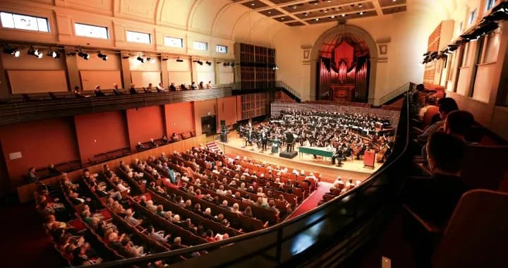 Verbrugghen Hall - the largest performance space at the Conservatorium.